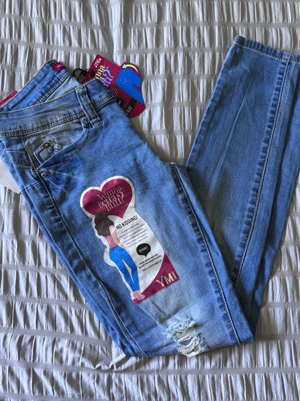 YMI Light Blue Skinny Jeans with Knee Distress